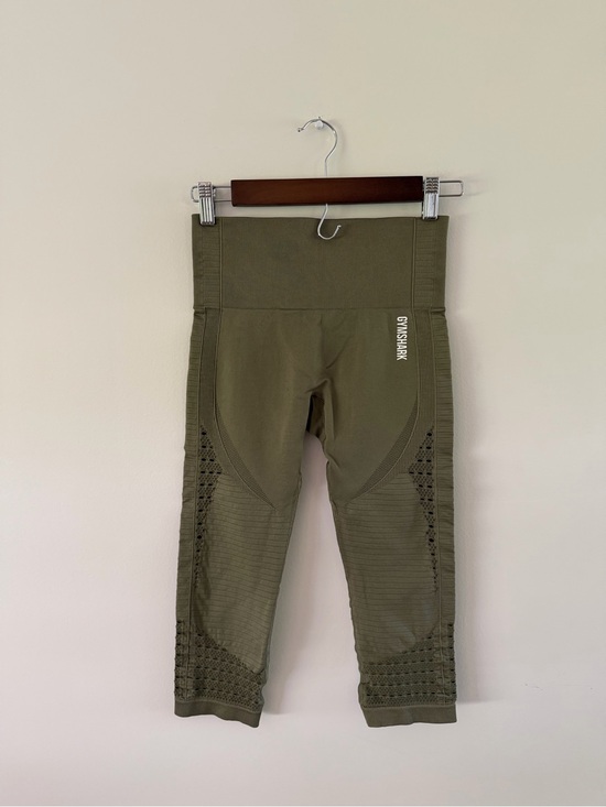 Gymshark Pants - Gymshark Olive Green Active Gym Workout Sculpting Cropped Leggings Women XS